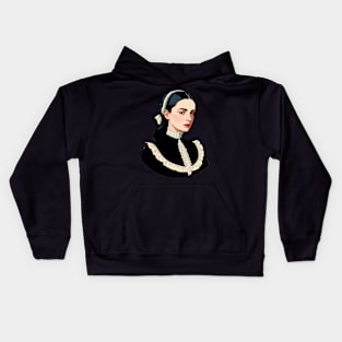 Young Victorian Nurse with Tired Eyes Kids Hoodie